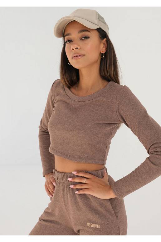 Astina - cacao brown melange short blouse