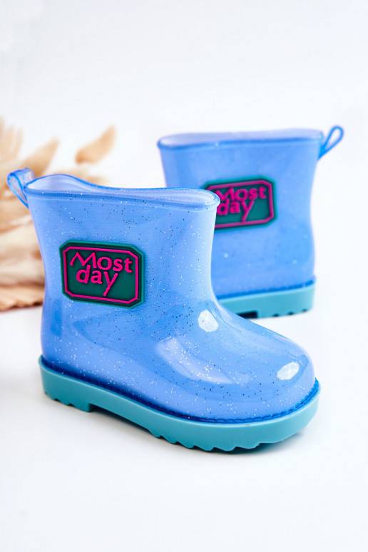 Bērnu apavi Spīdīgi Gumijas apavi Zilas krāsas Rain
