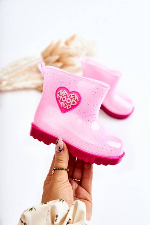 Bērnu apavi Spīdīgi Gumijas apavi Rozā krāsas Rain