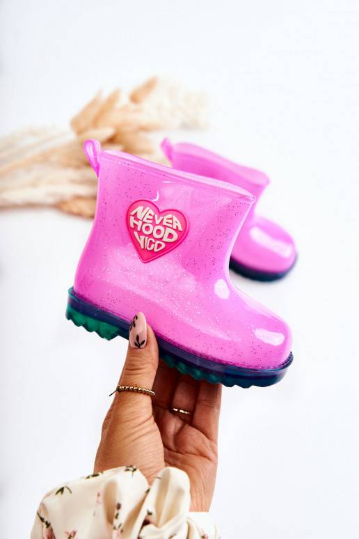 Bērnu apavi Spīdīgi Gumijas apavi rozā krāsas Rain
