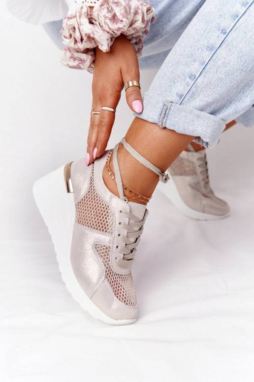 Sneakers modeļa apavi ar tīkliņu S.Barski Zelta krāsas