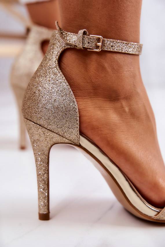 Sieviešu basenes ar papēdi Spīdīgi Zelta krāsas Massimo