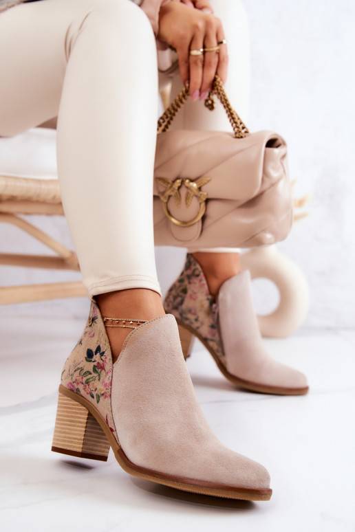 Sieviešu puszābaki  ar papēdi  Ziloņkaula krāsas 04492