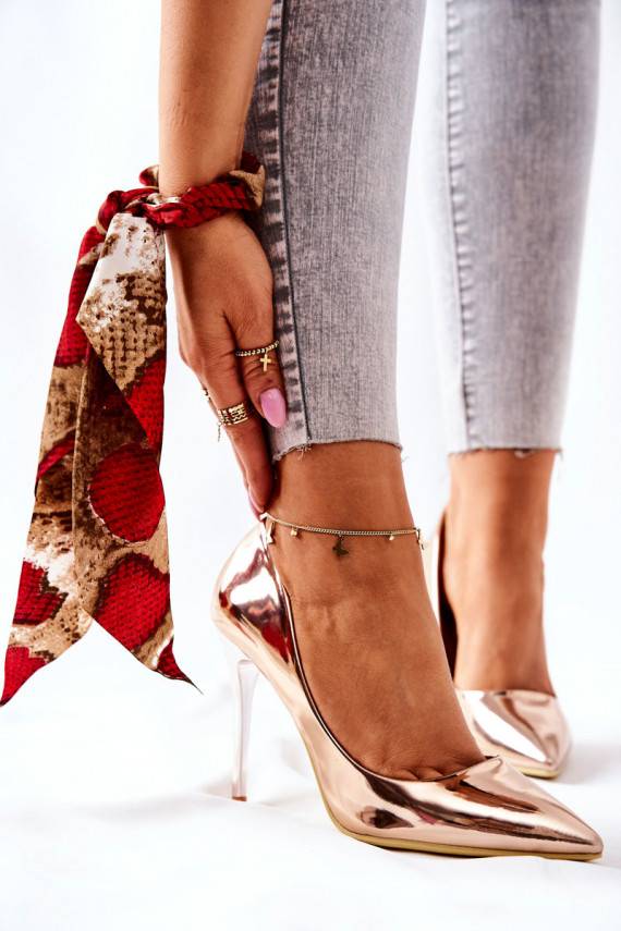 Eleganta stila Spoguļa efekta augstpapēžu kurpes Zelta krāsas Adrinnah