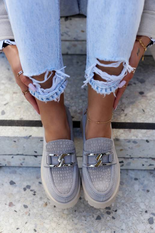 Stilīgasrnas zamšādas apavi  Pelēkas krāsas Rayhan