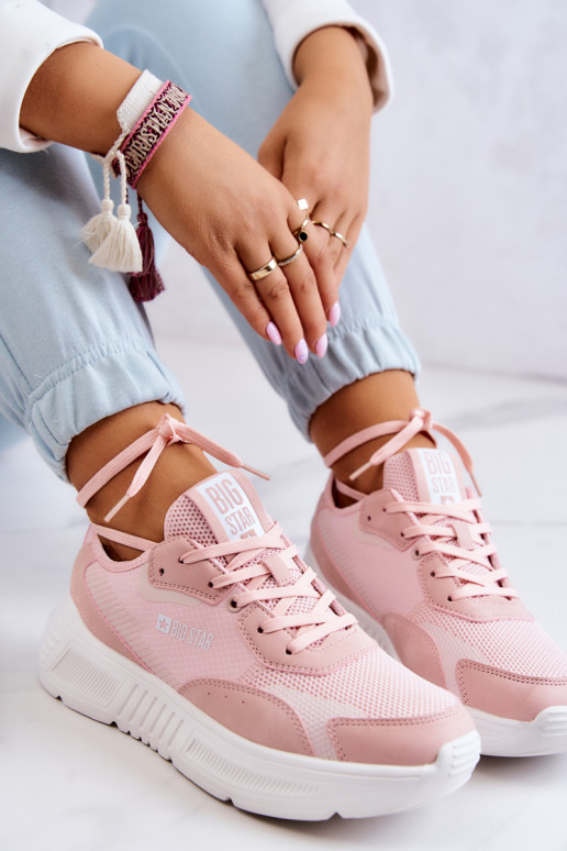  Sneakers modeļa apavi sporta apavi Big Star JJ274595 Rozā krāsas
