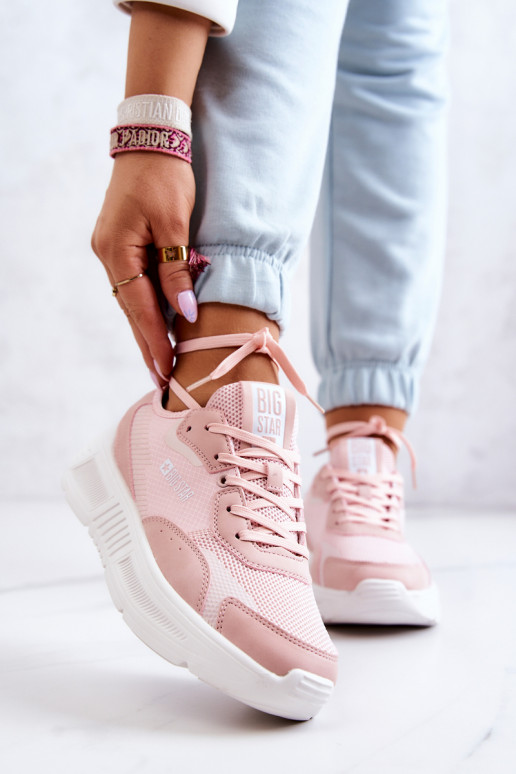  Sneakers modeļa apavi sporta apavi Big Star JJ274595 Rozā krāsas