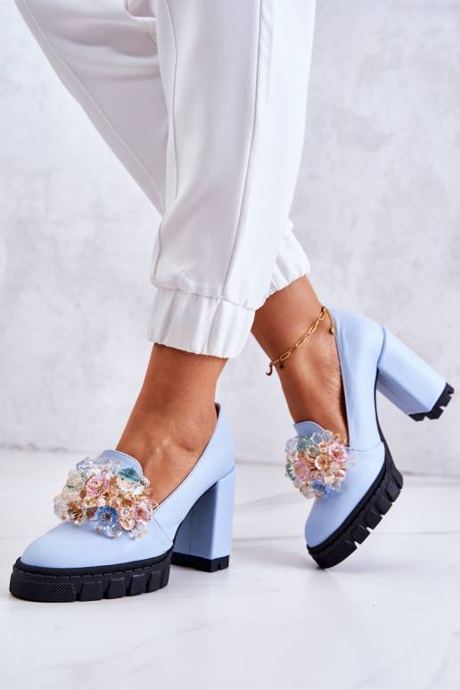 Eleganta stila Kurpes ar ornamentiem Zilas krāsas Caterine