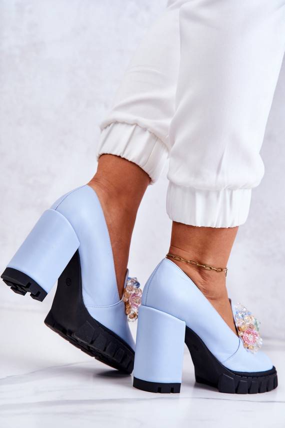 Eleganta stila Kurpes ar ornamentiem Zilas krāsas Caterine