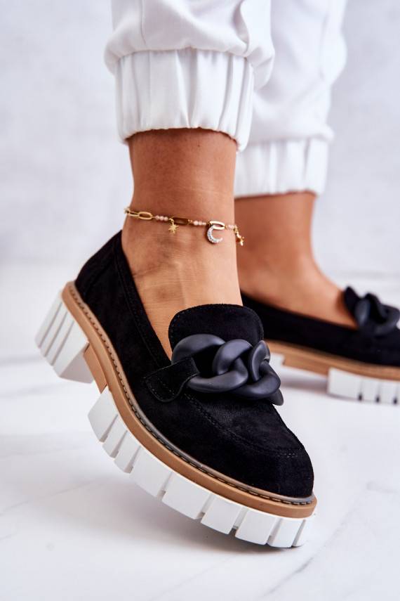 zamšādas apavi  ar ornamentiem melnas krāsas Talisa