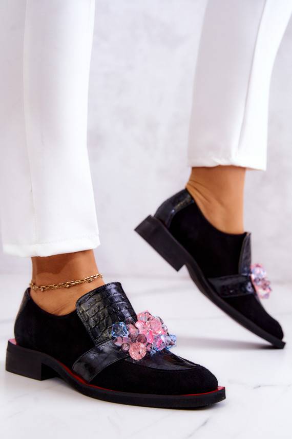 zamšādas apavi ar ornamentiem -sarkanas krāsas Davine