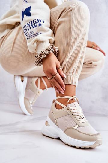 Mirdzoši sporta apavi ar platformu smilšu krāsas Activity 2