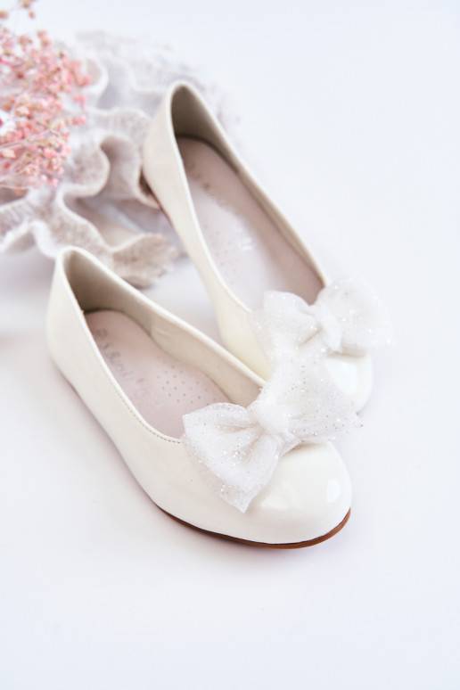 Bērnu apavi Laque ar bantītēm baltas krāsas Zolly