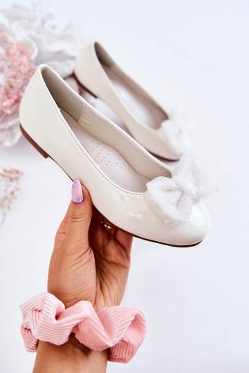 Bērnu apavi Laque ar bantītēm baltas krāsas Zolly