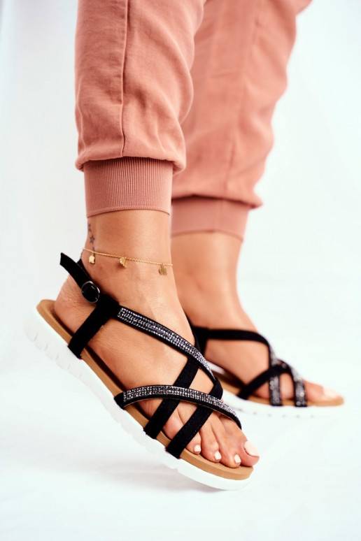 Sieviešu basenes Lu Boo ar mirdzošiem spīdumiņiem 406-6 melnas krāsas Feen