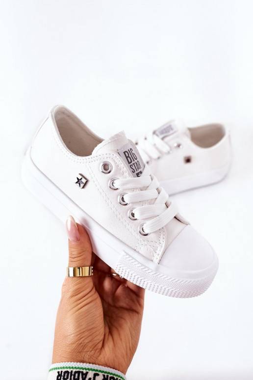 Bērnu apavi Dabīgas ādas brīvā laika apavi BIG STAR FF374300 baltas krāsas