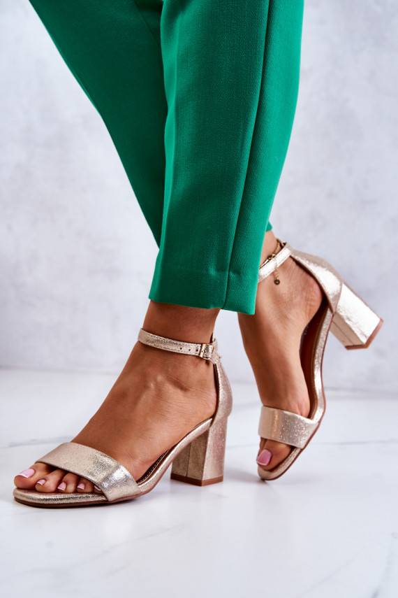   stilīgas sandales ar papēdi Zelta krāsas Lucida