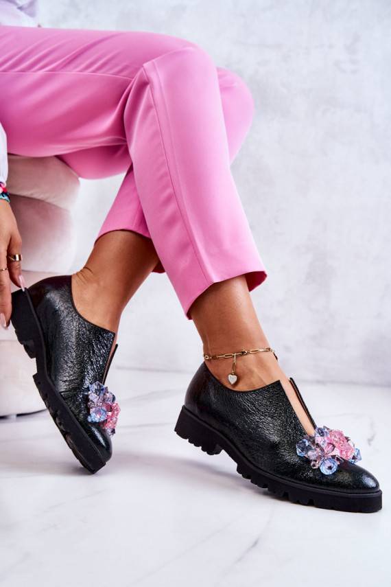 Eleganta stila   apavi ar ornamentiem haki krāsas Cindy 