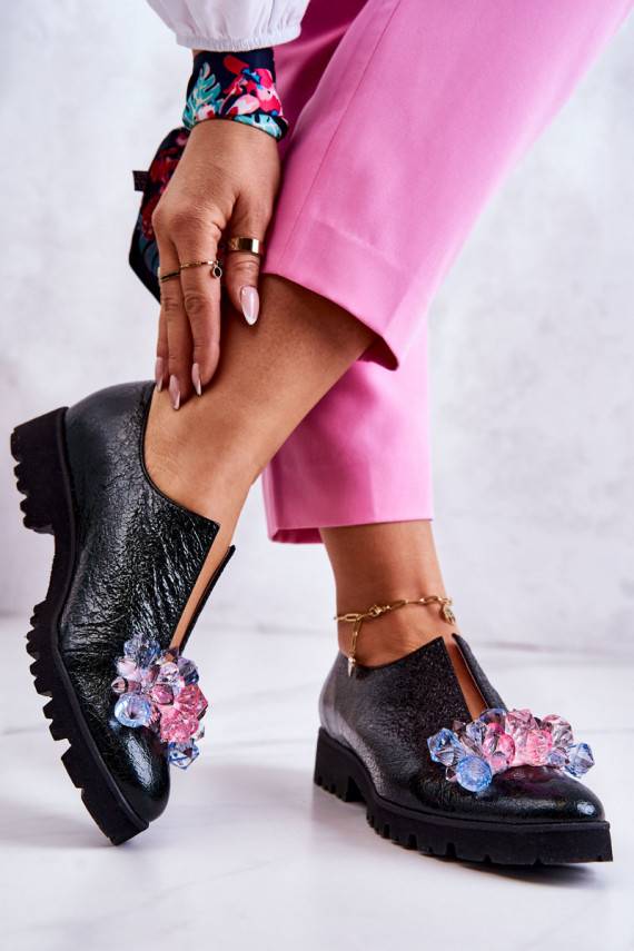 Eleganta stila   apavi ar ornamentiem haki krāsas Cindy 