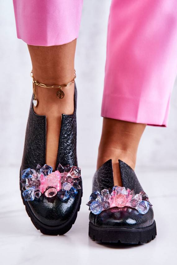 Eleganta stila   apavi ar ornamentiem haki krāsas Cindy 