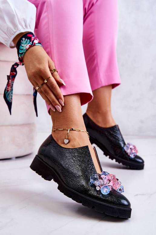 Eleganta stila   apavi ar ornamentiem haki krāsas Cindy 