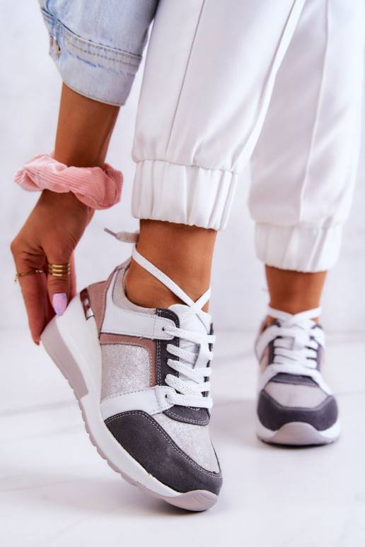 sporta apavi Sneakers modeļa apavi ar platformu Srebrno-Pelēkas krāsas Elissa