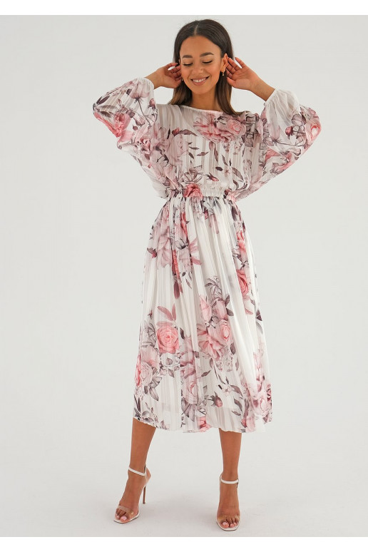 Elvire - Puķaina Midi kleita Elvire - Puķaina Midi kleita