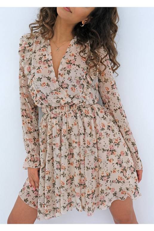 Šifona mini kleita bēšā krāsā