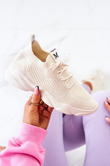 Sportiska stila apavi Sneakers modeļa apavi Auduma Ziloņkaula krāsas Nolene 2