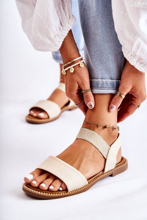 Klasiska modeļa sandales ar platiem papēžiem smilšu krāsas Catis