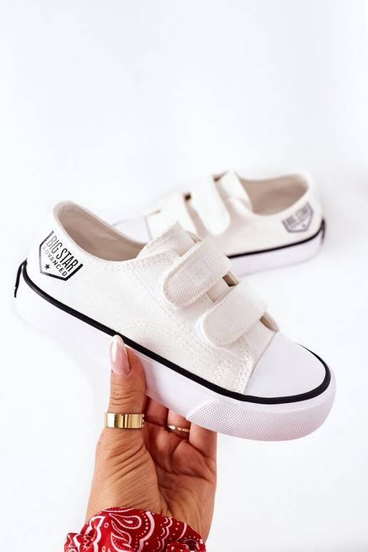 Bērnu brīvā laika apavi ar lipīgām aizdarēm Big Star FF374061 baltas krāsas