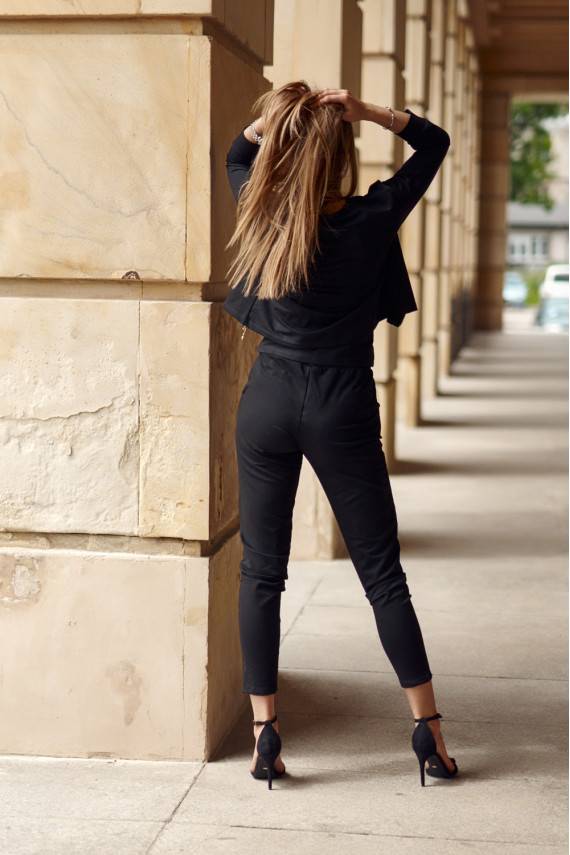 Sieviešu trīsdaļīgs kokvilnas komplekts melnā krāsā