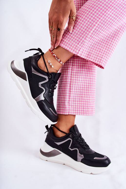   Stilīgas Sneakers modeļa apavi melnas krāsas Allie