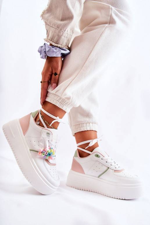   šņorējami sporta apavi Sneakers modeļa apavi Baltas-Rozā krāsas Manila