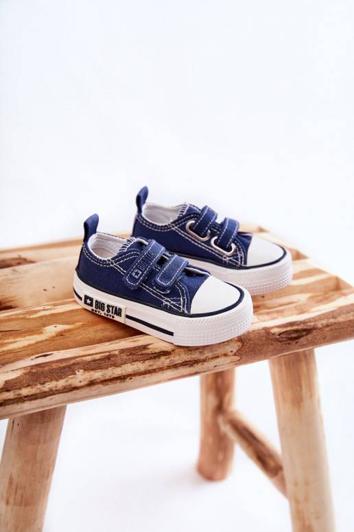 Bērnu apavi Auduma brīvā laika apavi ar lipīgām aizdarēm BIG STAR KK374081 tumši zilas krāsas