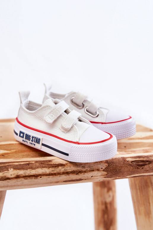 Bērnu apavi Auduma brīvā laika apavi ar lipīgām aizdarēm BIG STAR KK374085 baltas krāsas