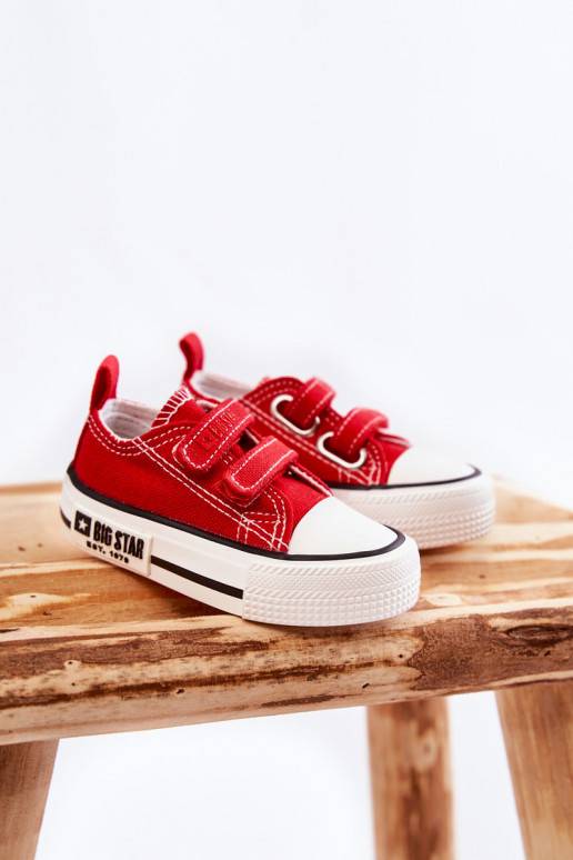 Bērnu apavi Auduma brīvā laika apavi ar lipīgām aizdarēm BIG STAR KK374076 sarkanas krāsas