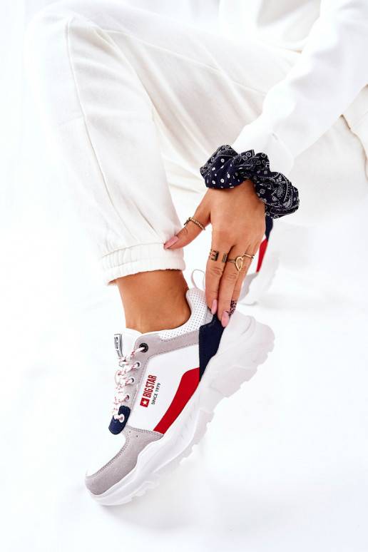 Sportiska stila apavi Sneakers modeļa apavi Big Star II274283 baltas krāsas