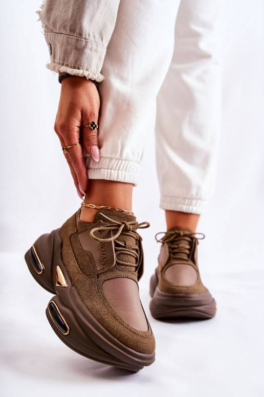   Sneakers modeļa apavi Sportiska stila apavi Haki krāsas New Horizon