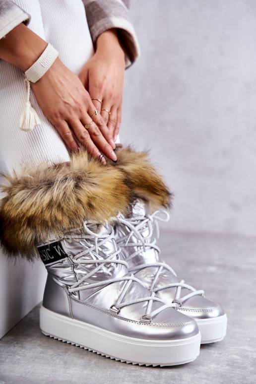   sniega apavi šņorējami Sudraba krāsas Santero