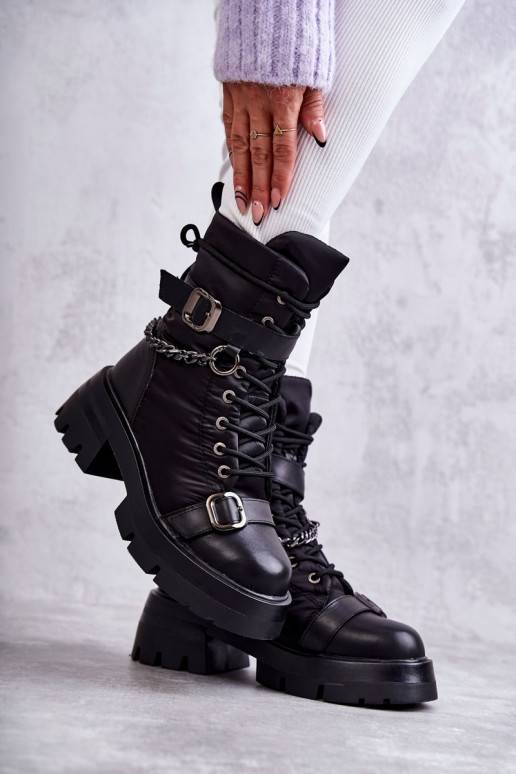   Sieviešu puszābaki sniega apavi  GOE KK2N4018 melnas krāsas