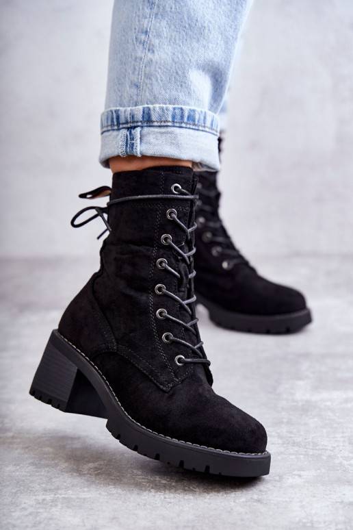   siltināti Sieviešu puszābaki apavi ar papēdi melnas krāsas Julieta