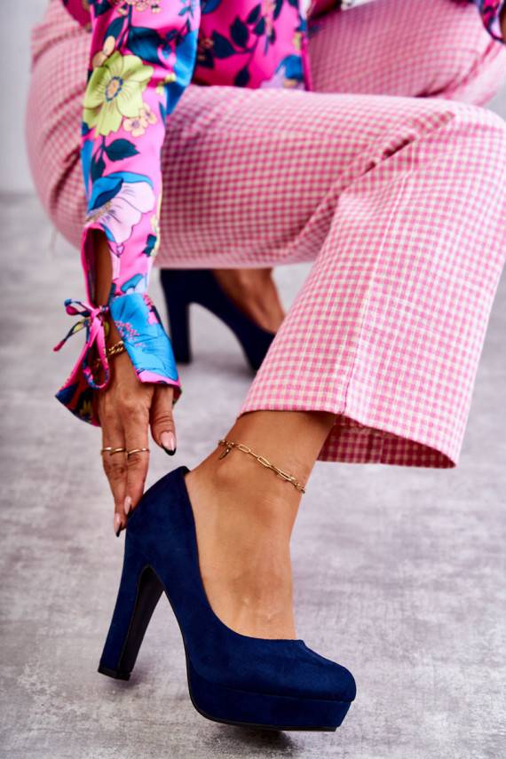 Klasiska modeļa Kurpes ar papēdi tumši zilas krāsas Soro