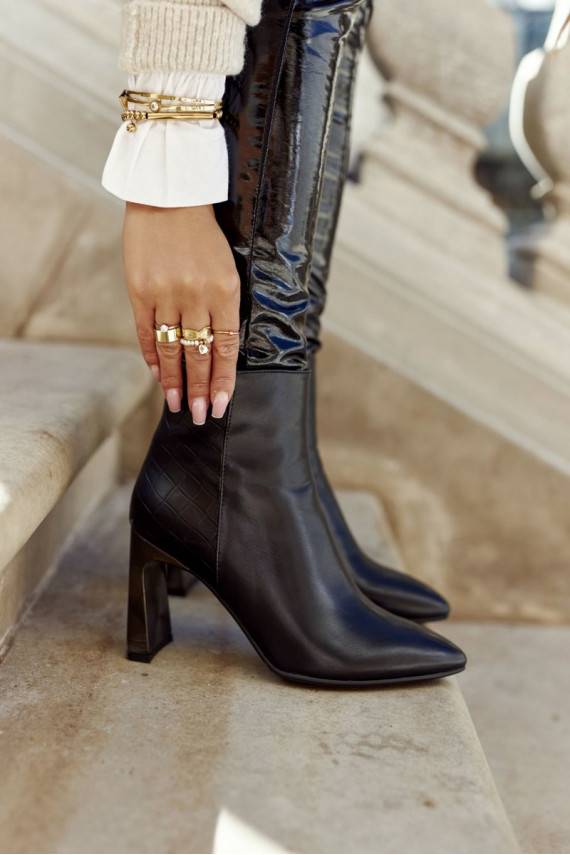   Sieviešu puszābaki melnas krāsas ar papēdi Olastis