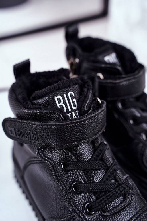 Bērnu apavi siltināti Sportiska stila apavi Big Star GG374040 melnas krāsas