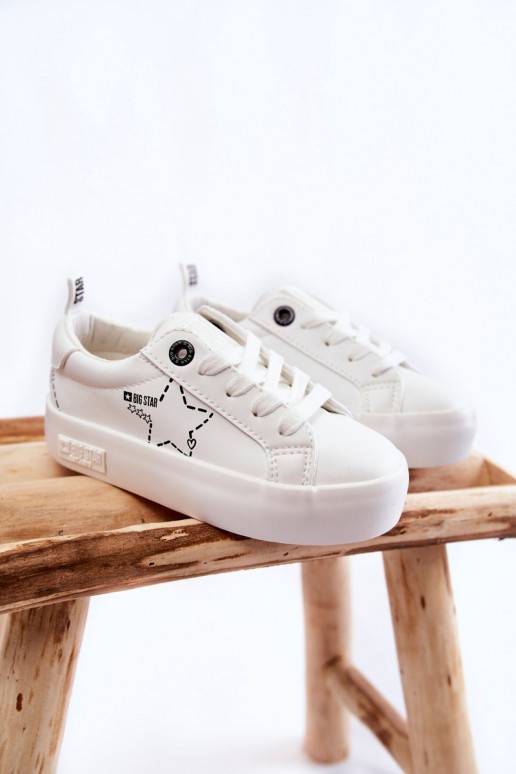 Bērnu apavi sporta apavi šņorējami Big Star KK374222 baltas krāsas