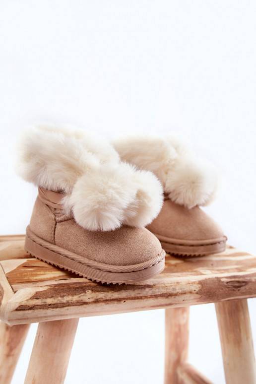 Bērnu apavi  siltināti Sieviešu puszābaki sniega apavi Ziloņkaula krāsas Roofy