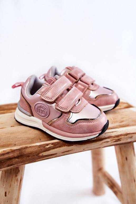 Bērnu apavi sporta apavi ar lipīgām aizdarēm Memory Foam System Big Star KK374180 Rozā krāsas