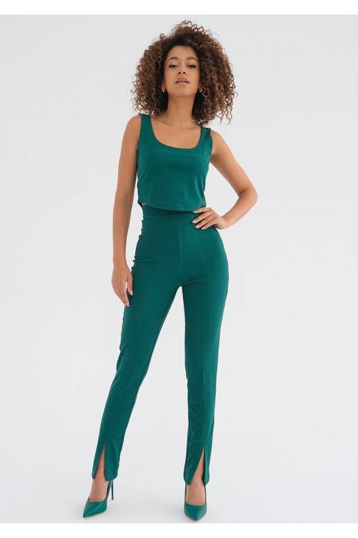 Preva - klasiska stila bikses ar šķēlumiem zaļā krāsā