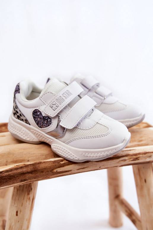 Bērnu apavi sporta apavi ar lipīgām aizdarēm Big Star KK374022 baltas krāsas